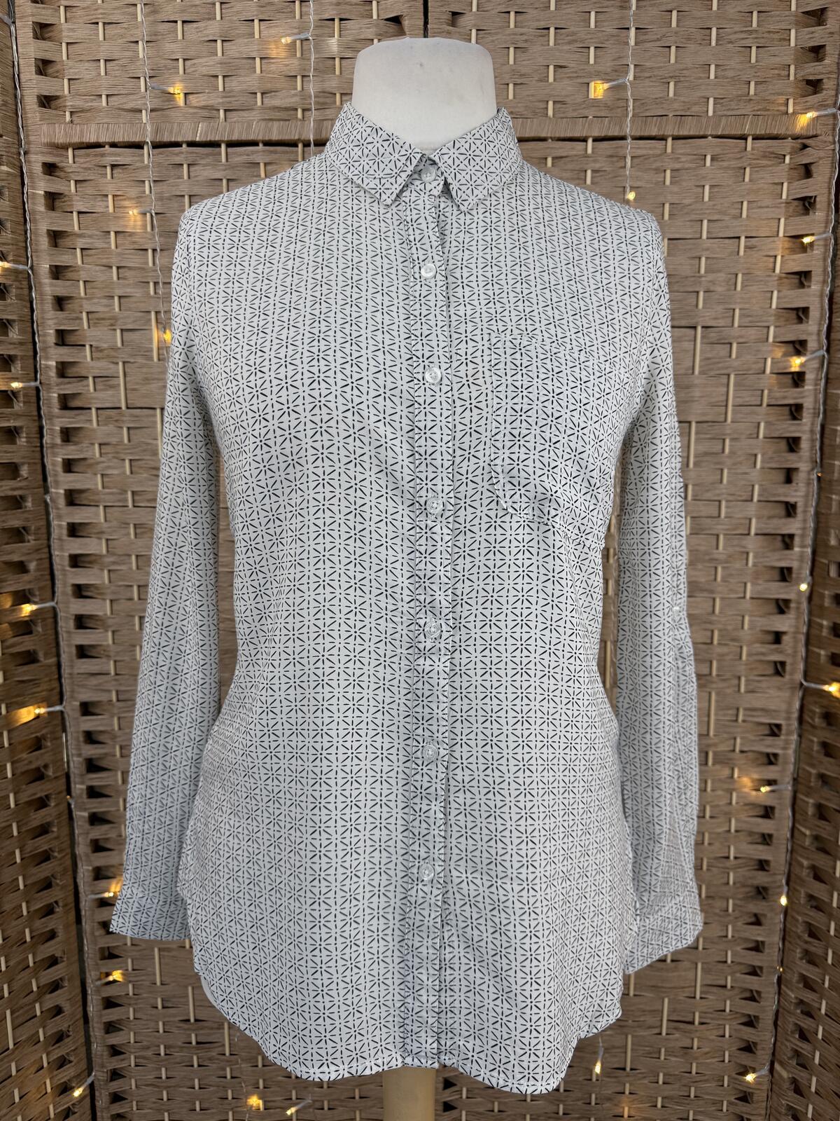 MAX JEANS Geometric Print Shirt UK 8-10 Y2K Minimalist Blouse
