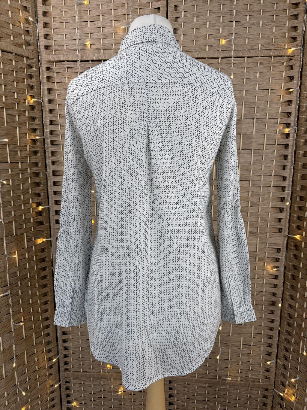 MAX JEANS Geometric Print Shirt UK 8-10 Y2K Minimalist Blouse