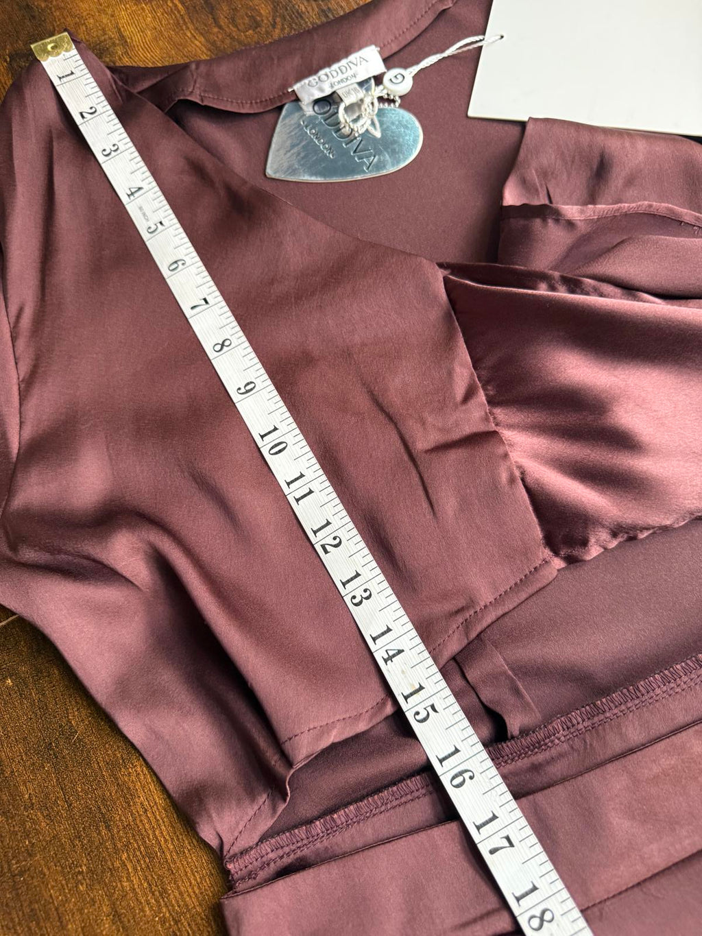 !Sale! Goddiva TR309 Brown Satin Cut Out Jumpsuit UK 16 BNWTsku200