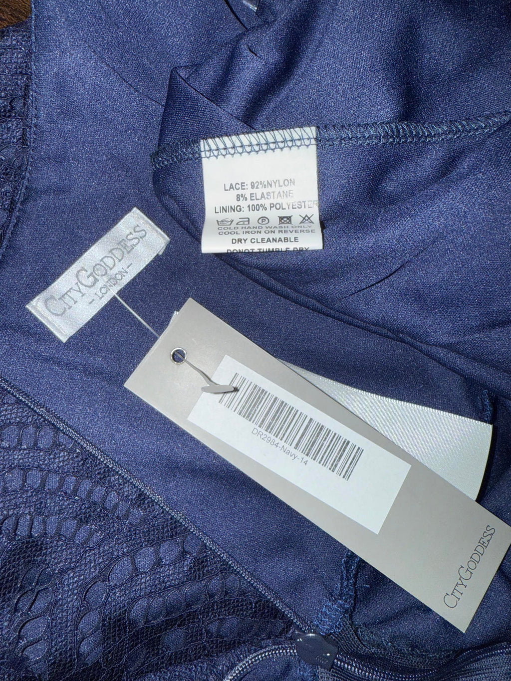 City Goddess Navy Lace Mini Dress UK 14 US 10 BNWT Open Back sku219