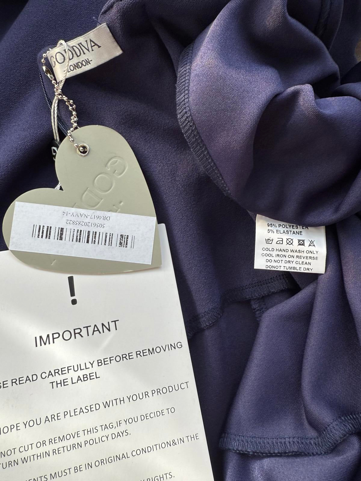 Blue Off-Shoulder Midi Dress BNWT UK 14 (Also available in size 10)   sku232