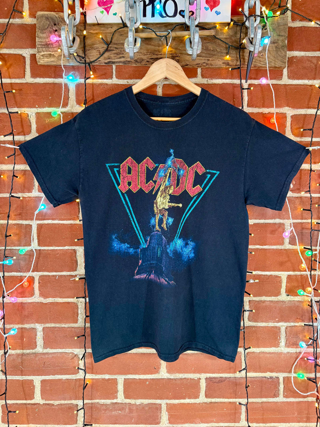 AC/DC Lightning Bolt Graphic Band T-Shirt Small UK 8–10 US S Black