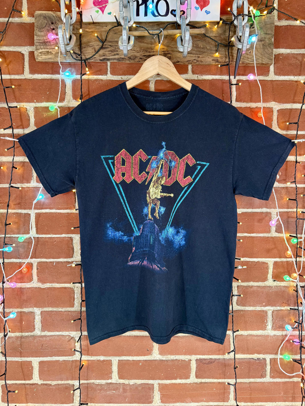 AC/DC Lightning Bolt Graphic Band T-Shirt Small UK 8–10 US S Black