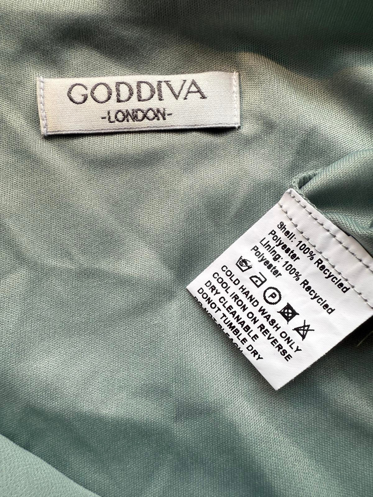 Goddiva Sage Green Midi Dress UK 18 Recycled Polyester Read Info!     sku247