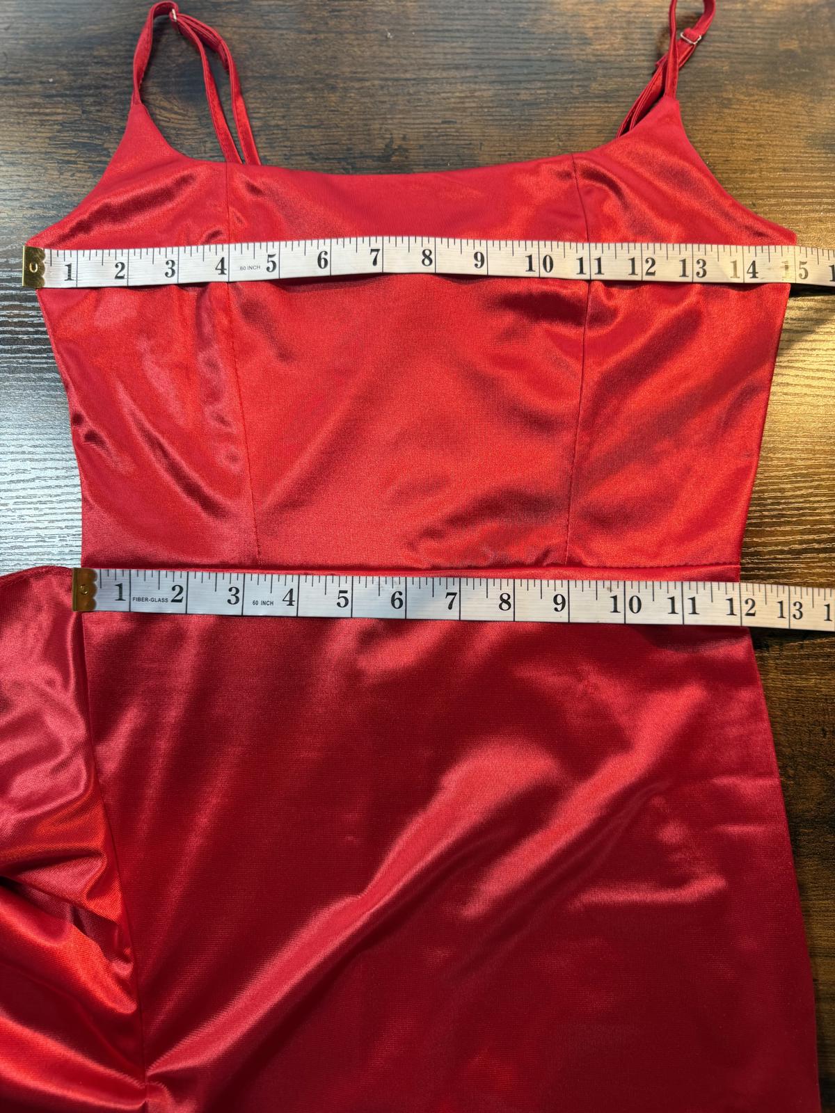 Red Ruffle Satin Maxi Gown | UK 8–10 / US 4–6 | Stunning  Party Dress .269