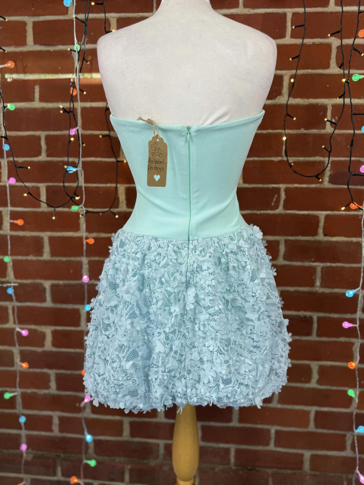 Mint Strapless 3D Floral Lace Summer Prom Party Dress UK 8–10 VGC           .296