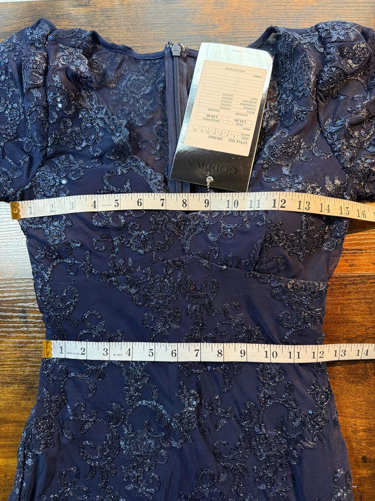 Goddiva London Navy Lace Midi Dress UK 8 US 4 Elegant Occasion  sku330