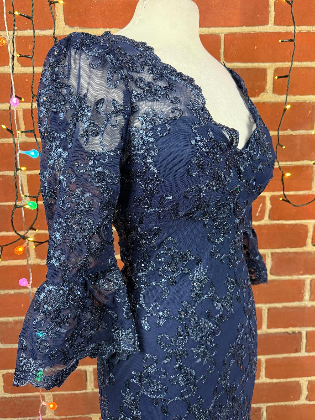 Goddiva London Navy Lace Midi Dress UK 8 US 4 Elegant Occasion  sku330