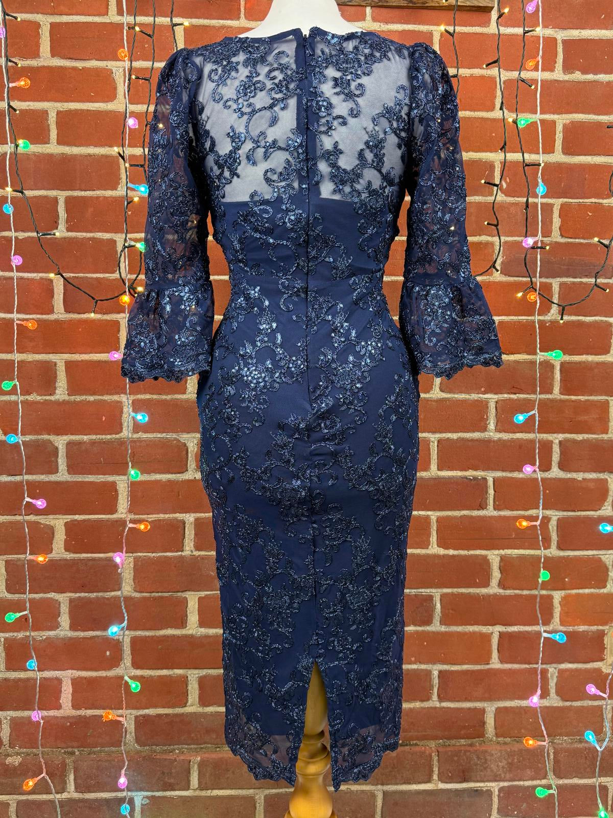 Goddiva London Navy Lace Midi Dress UK 8 US 4 Elegant Occasion  sku330