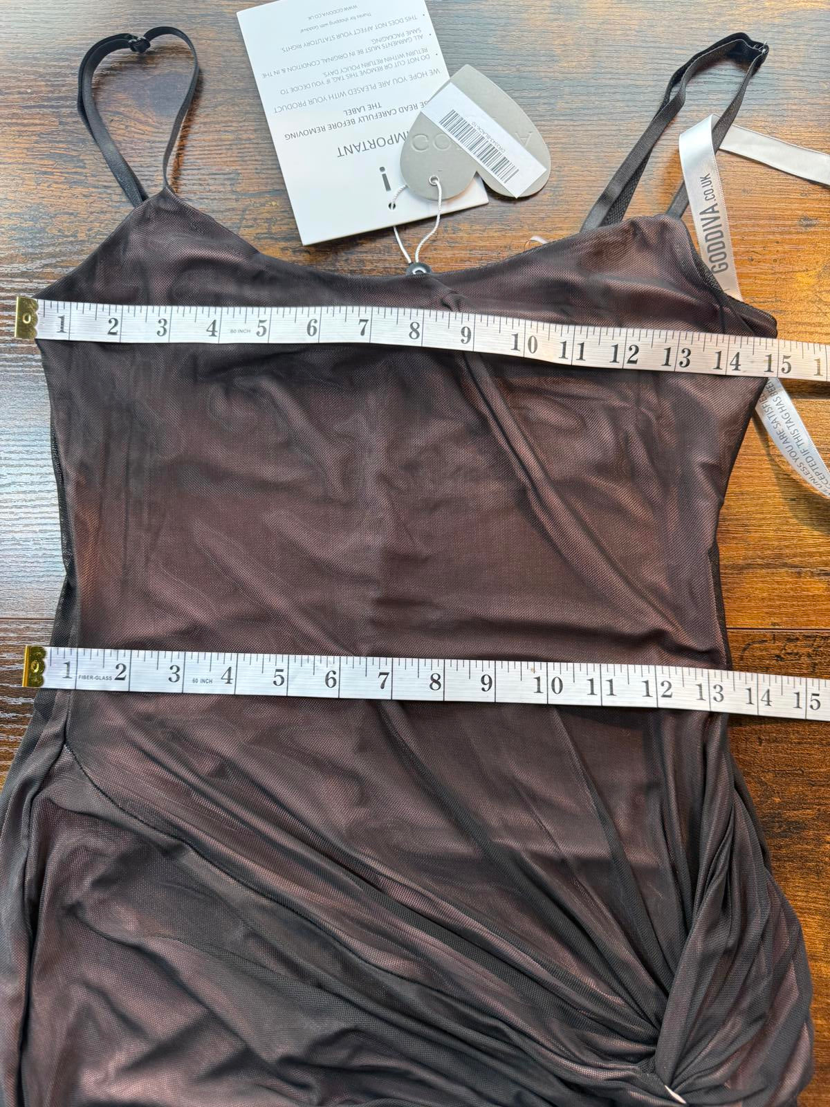 Goddiva London Grunge Style Mesh Midi Dress Black UK 10 BNWT                .336