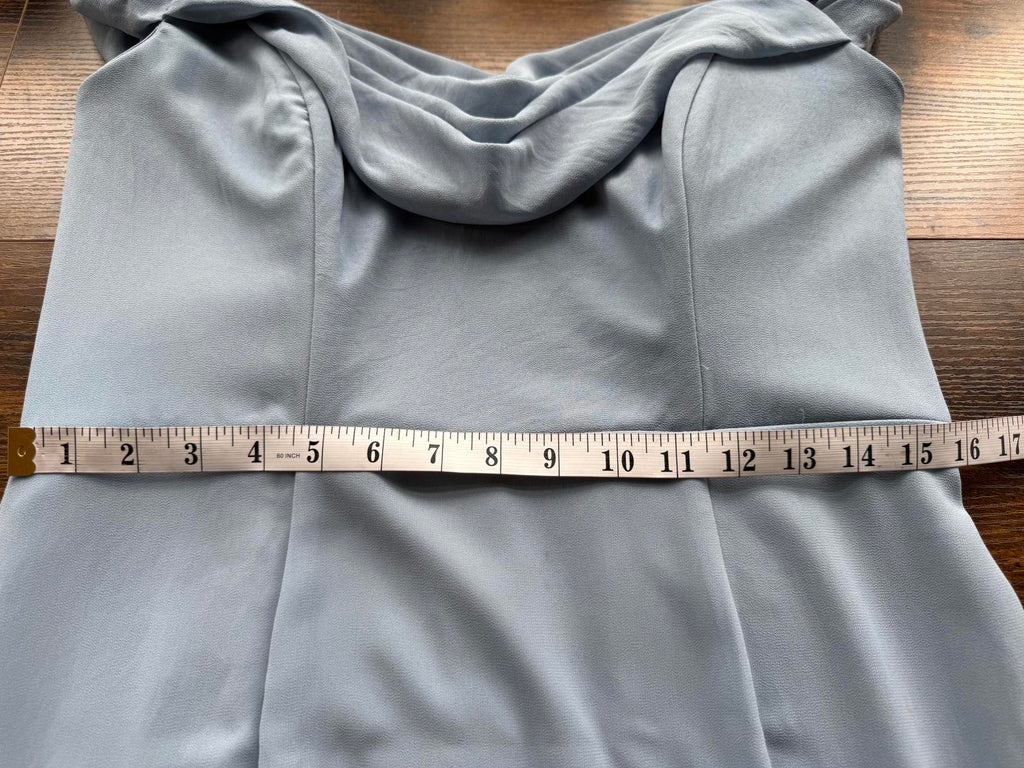 Goddiva Dusky Blue Off Shoulder Chiffon Maxi Dress UK 14 BNWT #127