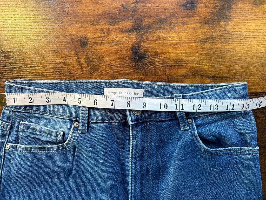 Anko Straight Extra High Rise Jeans – Blue Denim – UK 12