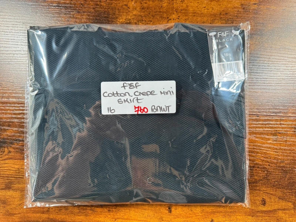 F&F Black Textured Mini Skirt UK 16 BNWT Smart Work Office