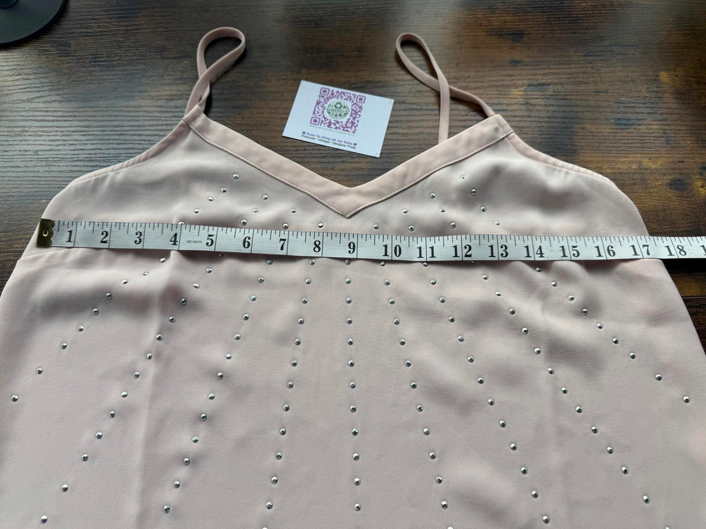 Next Blush Pink Studded Cami Top UK 10 VGC Soft Satin Look Vest Sleeveless #147