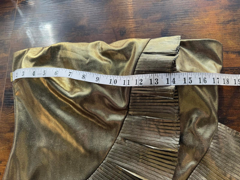 Goddiva London Metallic Gold Strapless Pleated Dress – UK 14 - VGC
