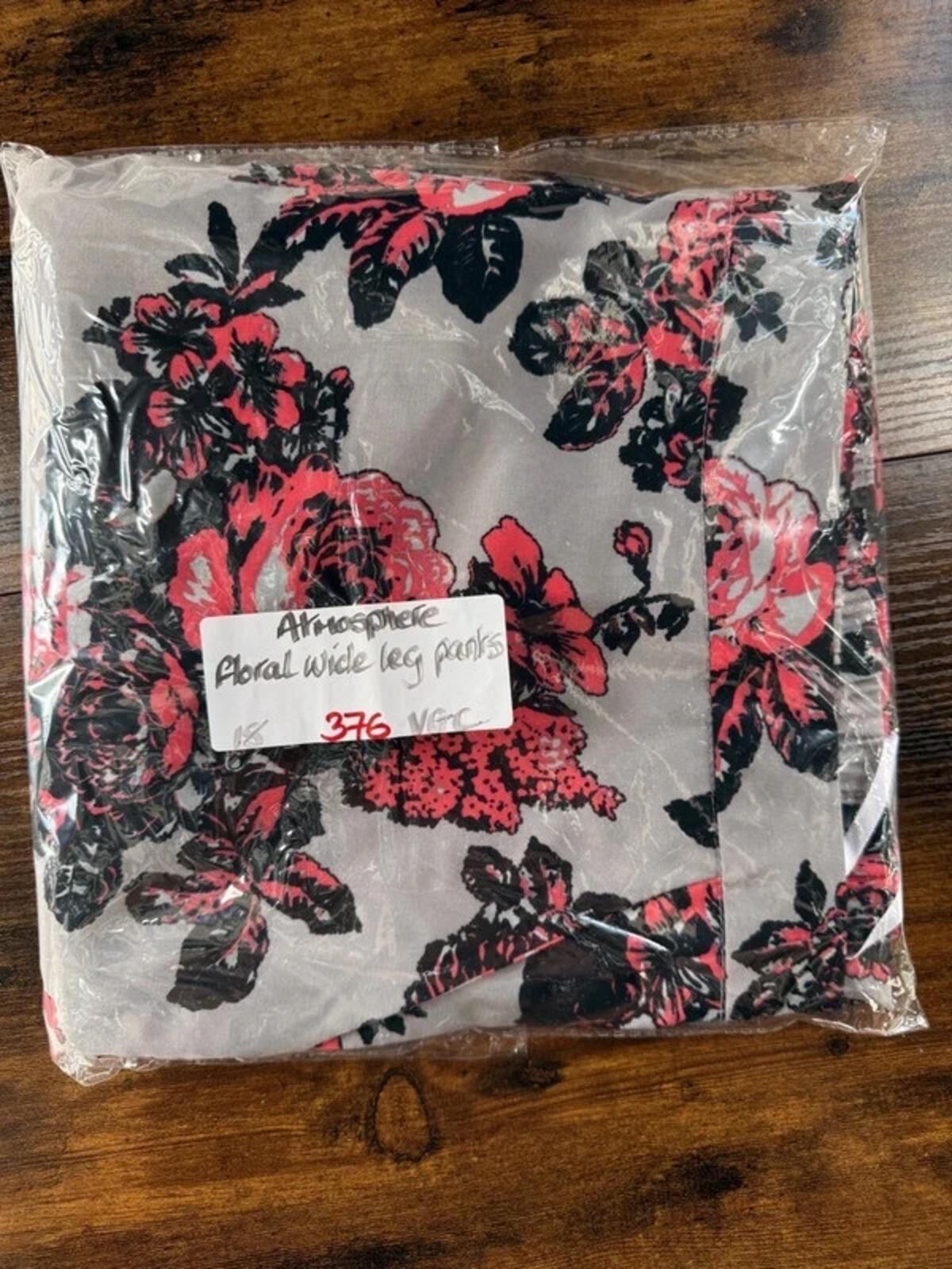 Atmosphere Floral Wide Leg Trousers UK 18-20 US 14-16 Grey