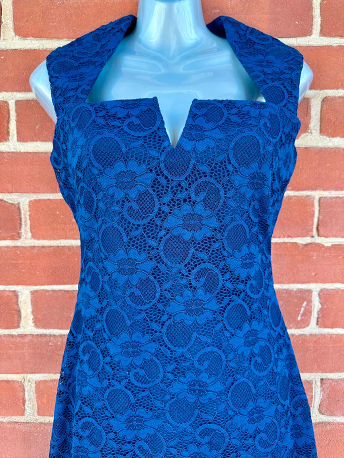 Scarlett B Royal Blue Lace Pencil Dress UK 8 Elegant Sleeveless Midi