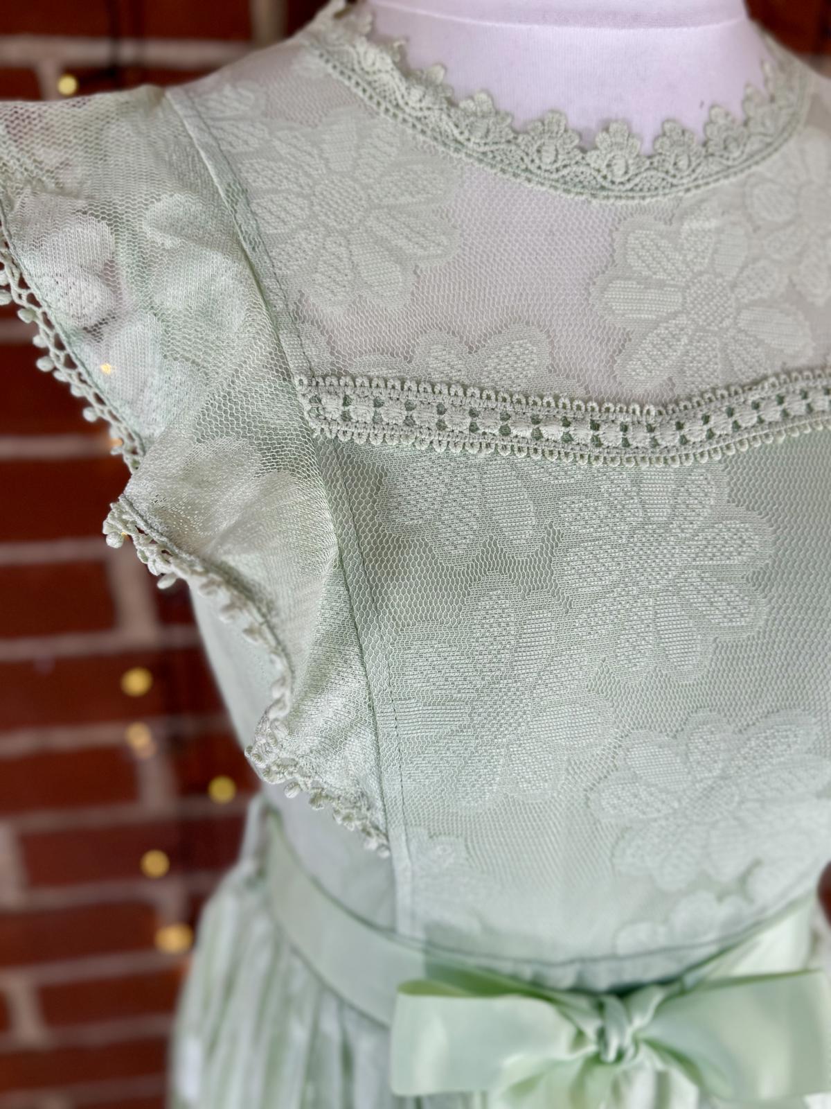 💚 Barberellas Boutique Delicate Lace Dress – Sage Green – Size UK 12 #120