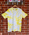 Hand Made Yellow and White Tie-Dye Short Sleeve T-Shirt - Size XL