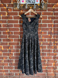Black Lace Sequin Fit & Flare Midi Dress UK 6 EU 34 US 2 Party Evening Wedding
