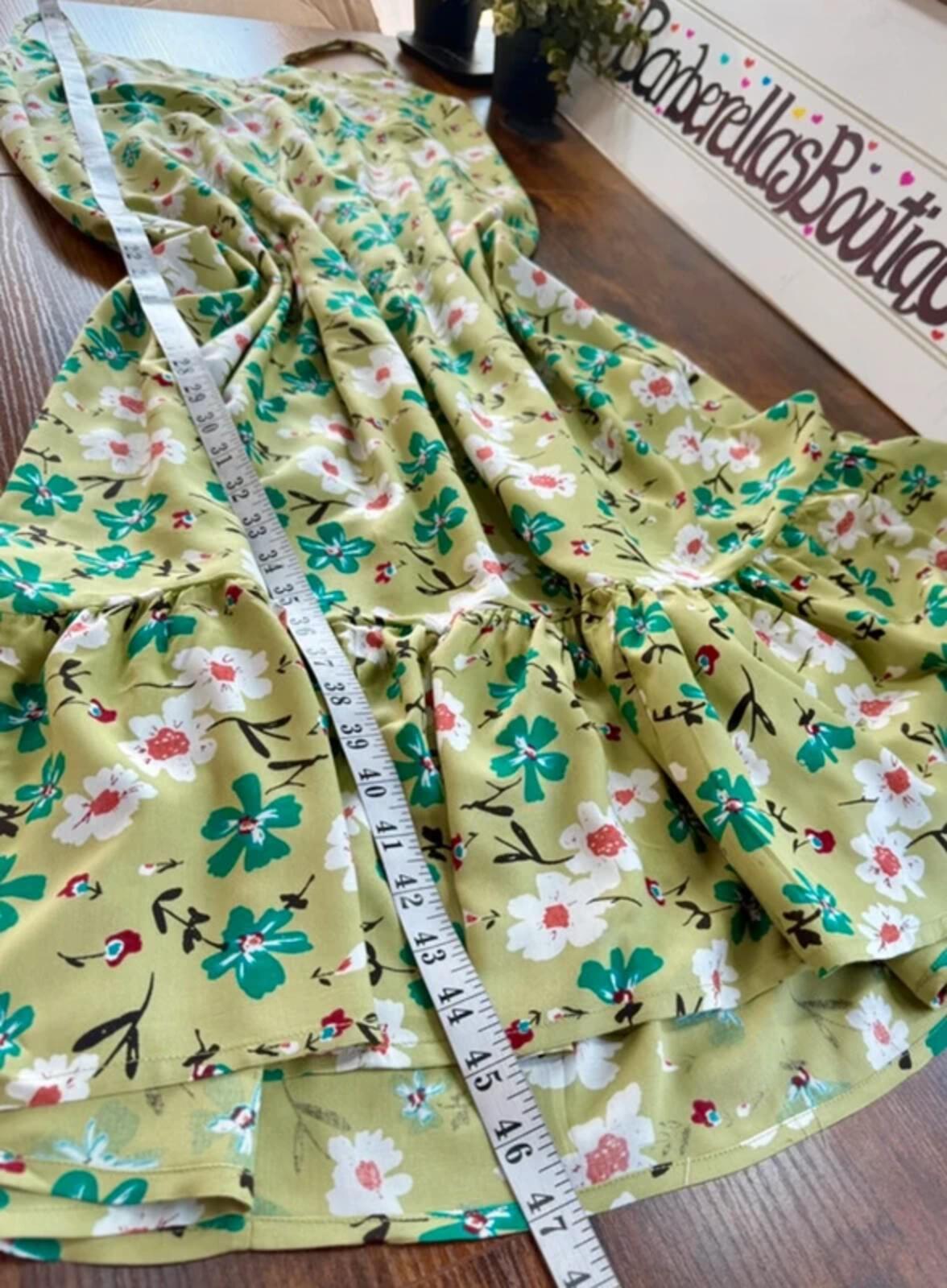 All Things Asia Green Floral Boho Midi Dress UK 14-18