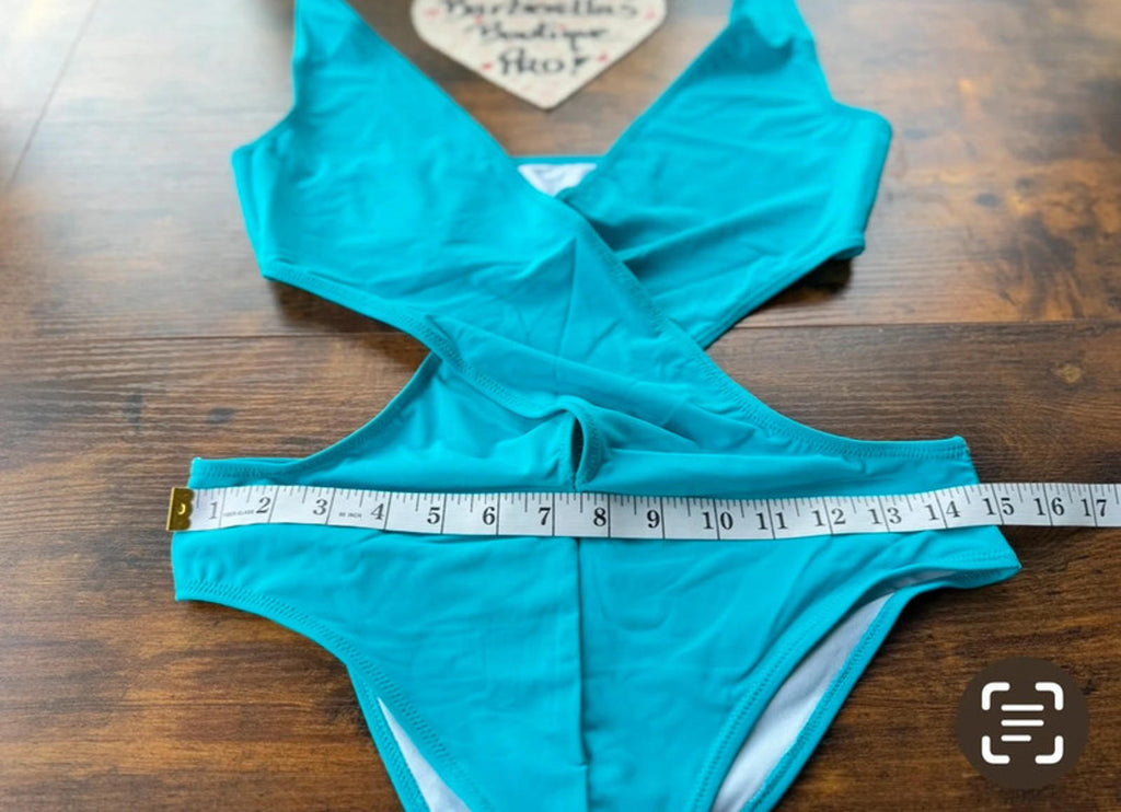 Women's Two-Piece Turquoise Swimwear Set - Size 12