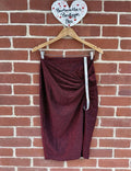 Goddiva London Shimmer Ruched Midi Pencil Skirt in Wine UK 10 NWT