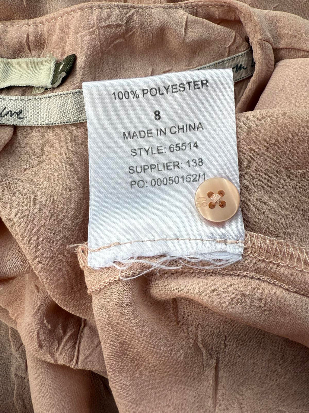 CRAFTED Light Dusky Pink Oversized Button-Up Blouse - Size 8