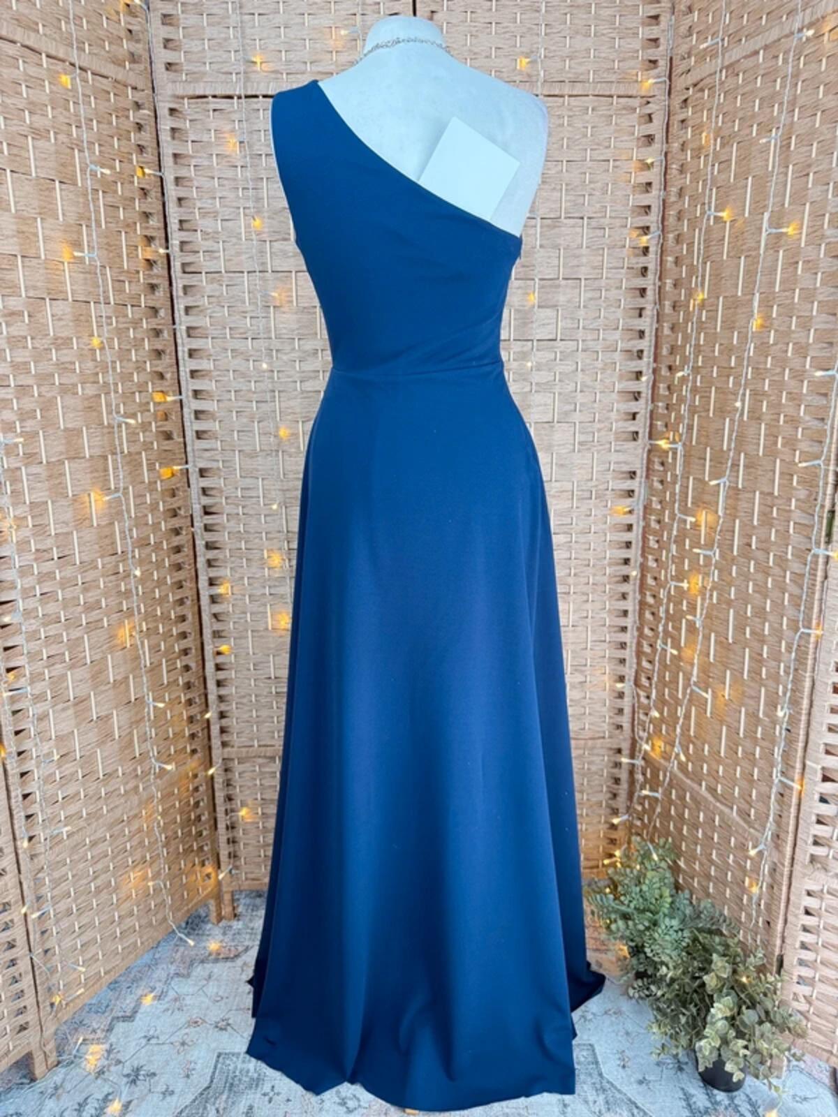 Goddiva Navy One Shoulder Hi Low Dress UK 8 Prom Wedding Guest