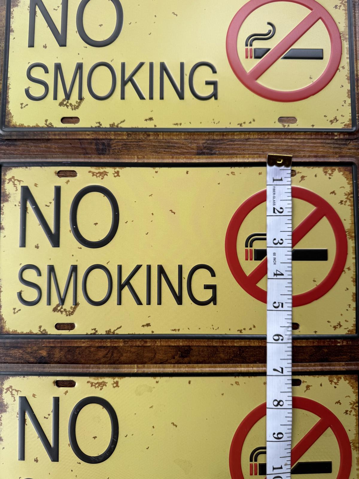 Set of 3 Vintage No Smoking Signs - Decorative Metal Plaques