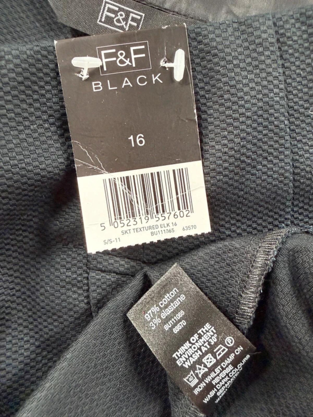 F&F Black Textured Mini Skirt UK 16 BNWT Smart Work Office