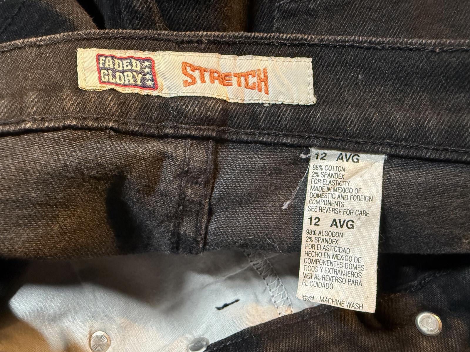 Faded Glory Black Straight Leg Stretch Jeans – UK 12–14 / US 12