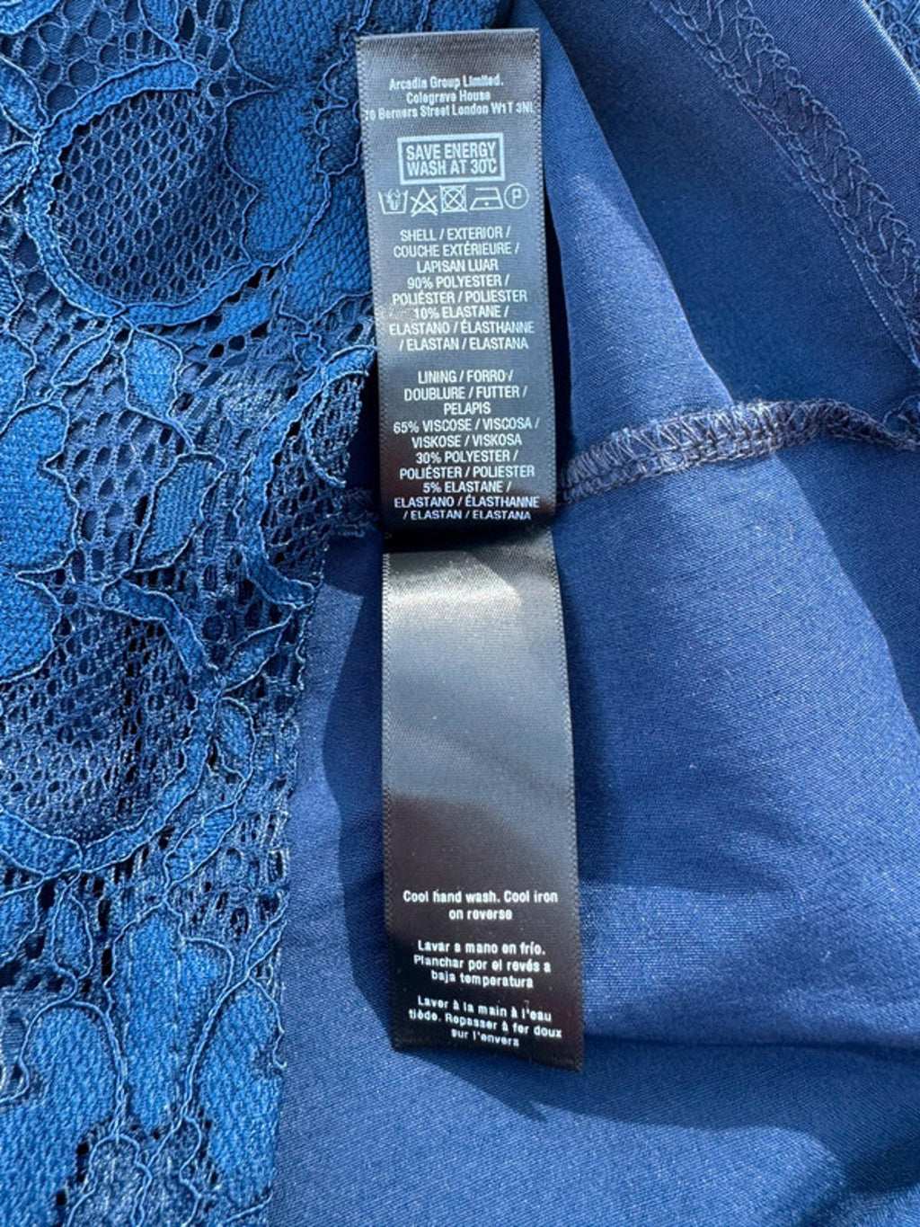 Elegant Lace Bodycon Dress in Deep Blue - Size 8