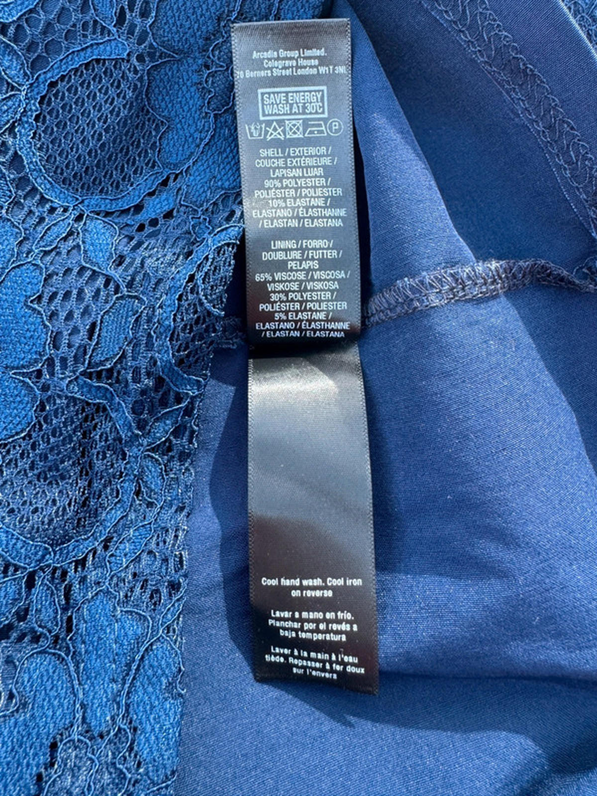 Elegant Lace Bodycon Dress in Deep Blue - Size 8