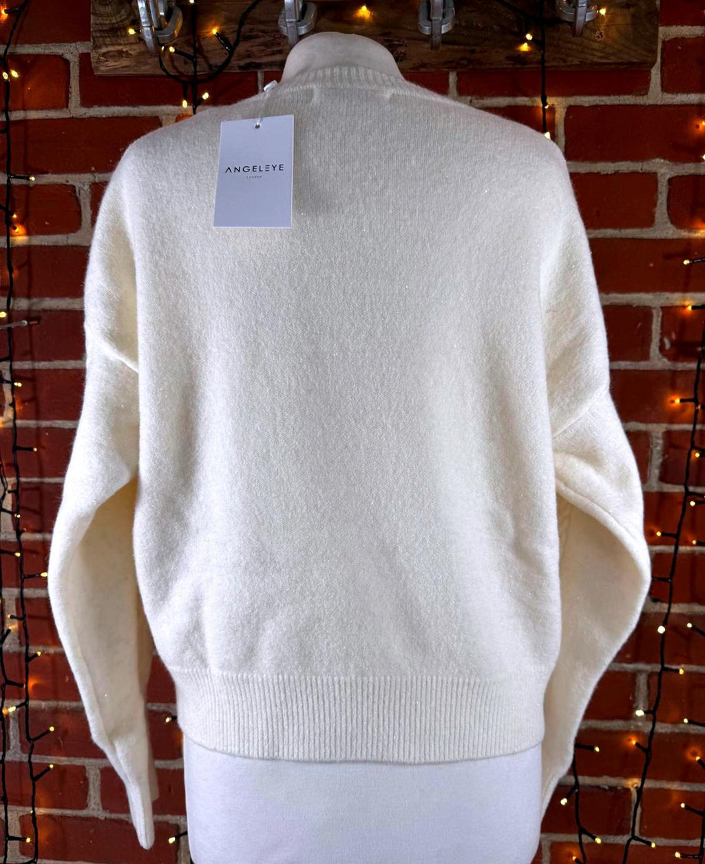 Angeley London Cream Cable Knit Jumper One Size UK 16–20 BNWT Sparkle      NUM35