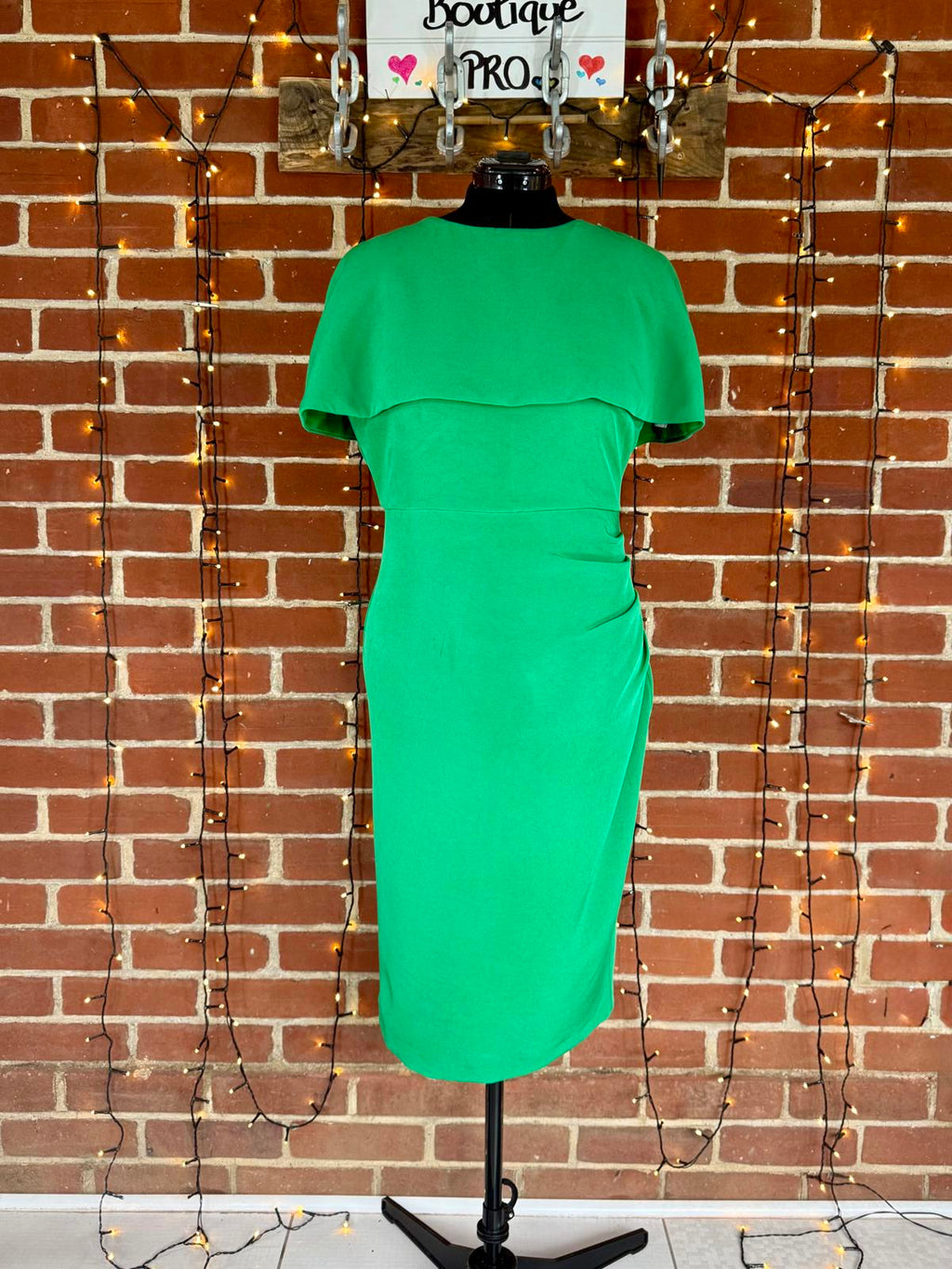 Boohoo Emerald Green Detachable Cape Midi Dress UK 16 BNWT Bodycon #126