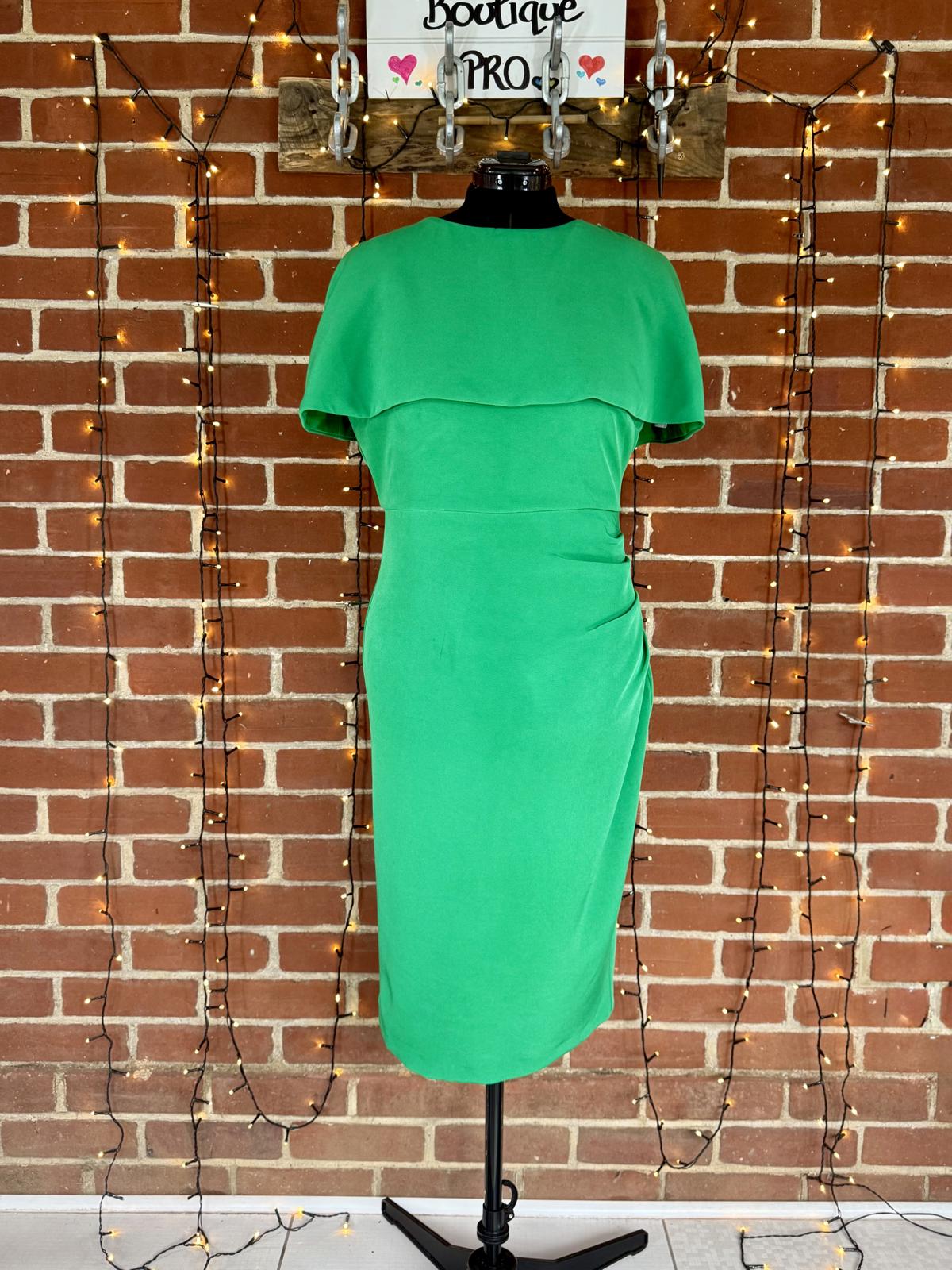 Boohoo Emerald Green Detachable Cape Midi Dress UK 16 BNWT Bodycon #126