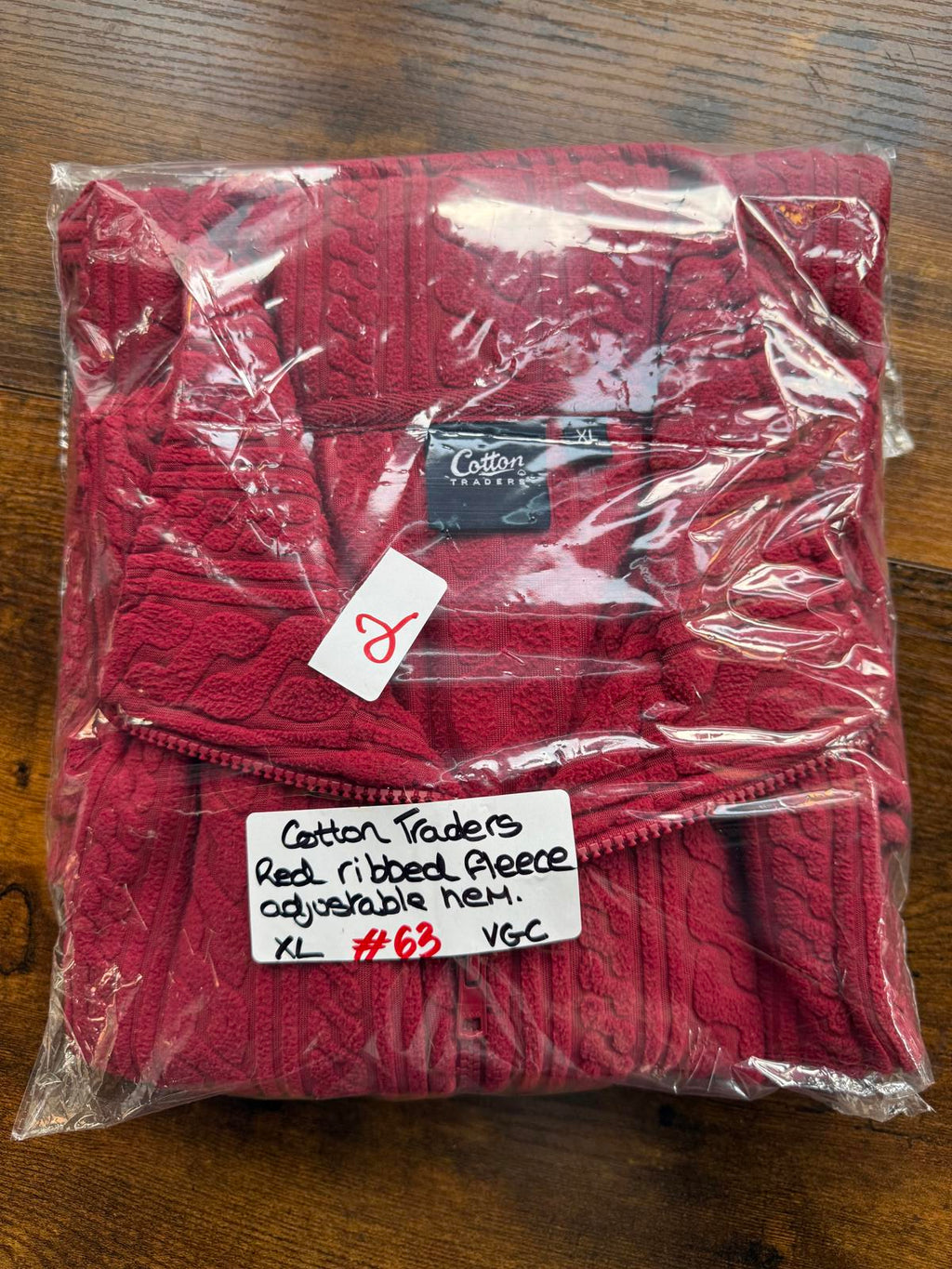 Cotton Traders XL Red Textured Quarter Zip Fleece Top 100% Polyester NUM2