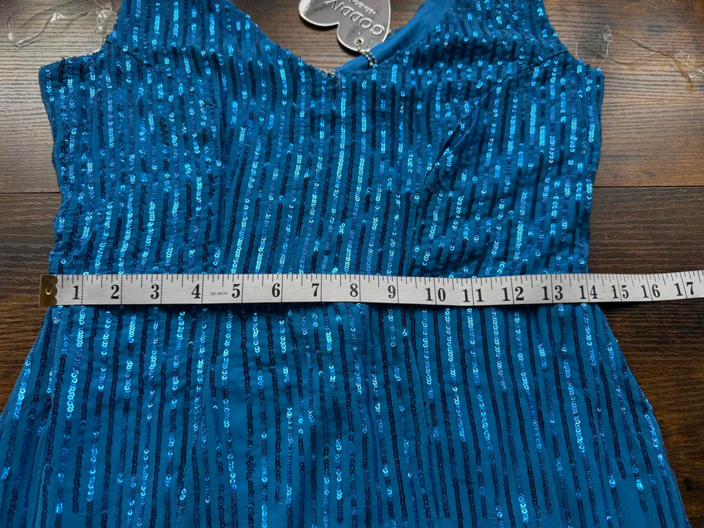 💙 Goddiva London Vivid Blue Sequin Maxi Dress (DR2023, UK 10)