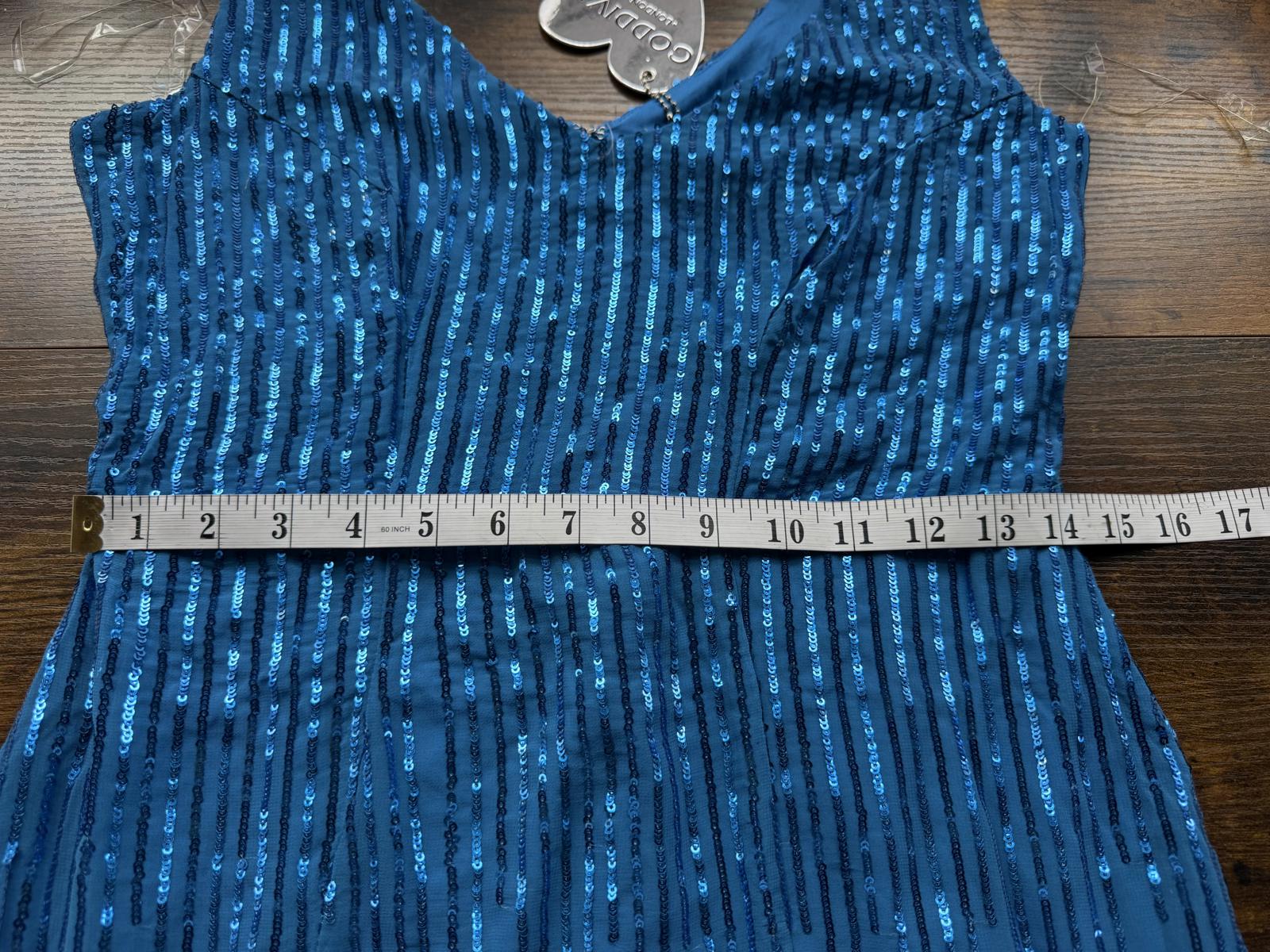 💙 Goddiva London Vivid Blue Sequin Maxi Dress (DR2023, UK 10)