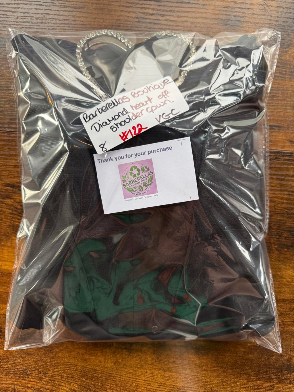 🖤 Barberellas Boutique Diamond Heart Off-Shoulder Gown – Size UK 8 #122