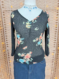 Y2K Wallis Sheer Floral Top UK 14 Boho Mesh 00s Vintage
