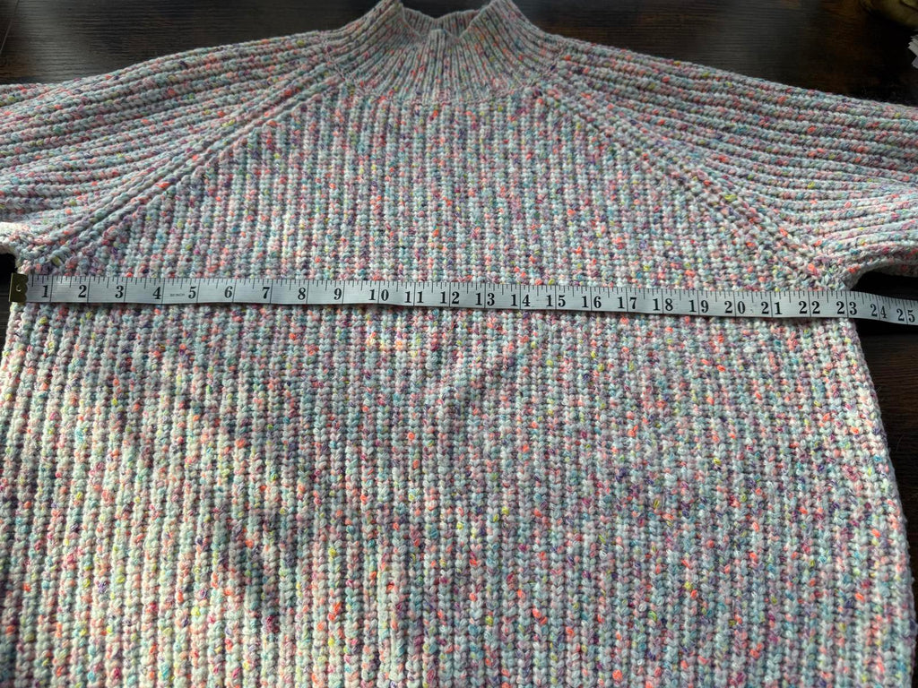 Chunky Multicolour Speckle Knit Jumper UK 14 Pastel Ribbed Crew #57