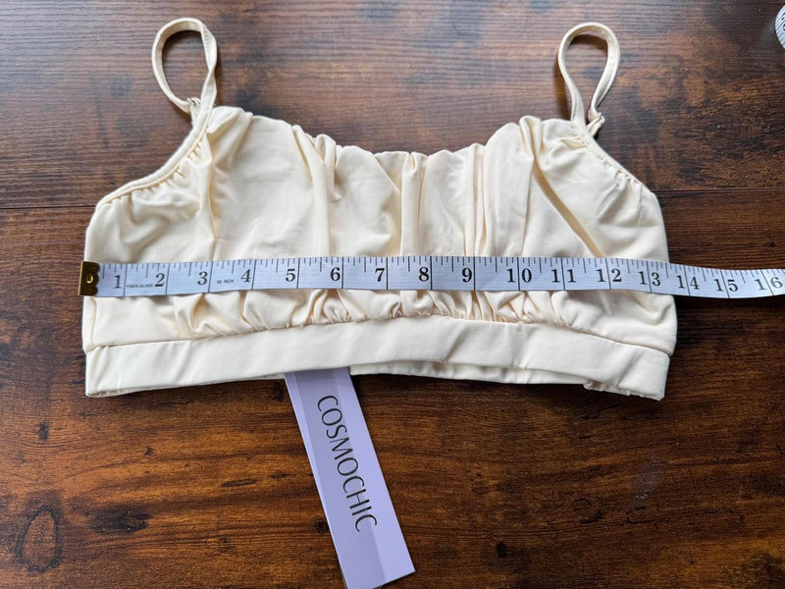 COSMOCHIC Beige Sports Bra & Ruched Shorts Set | Size M (UK 10–12)