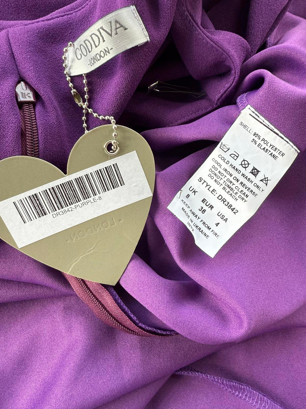 💜 Goddiva London Purple Off-Shoulder Maxi Dress – UK 8-10