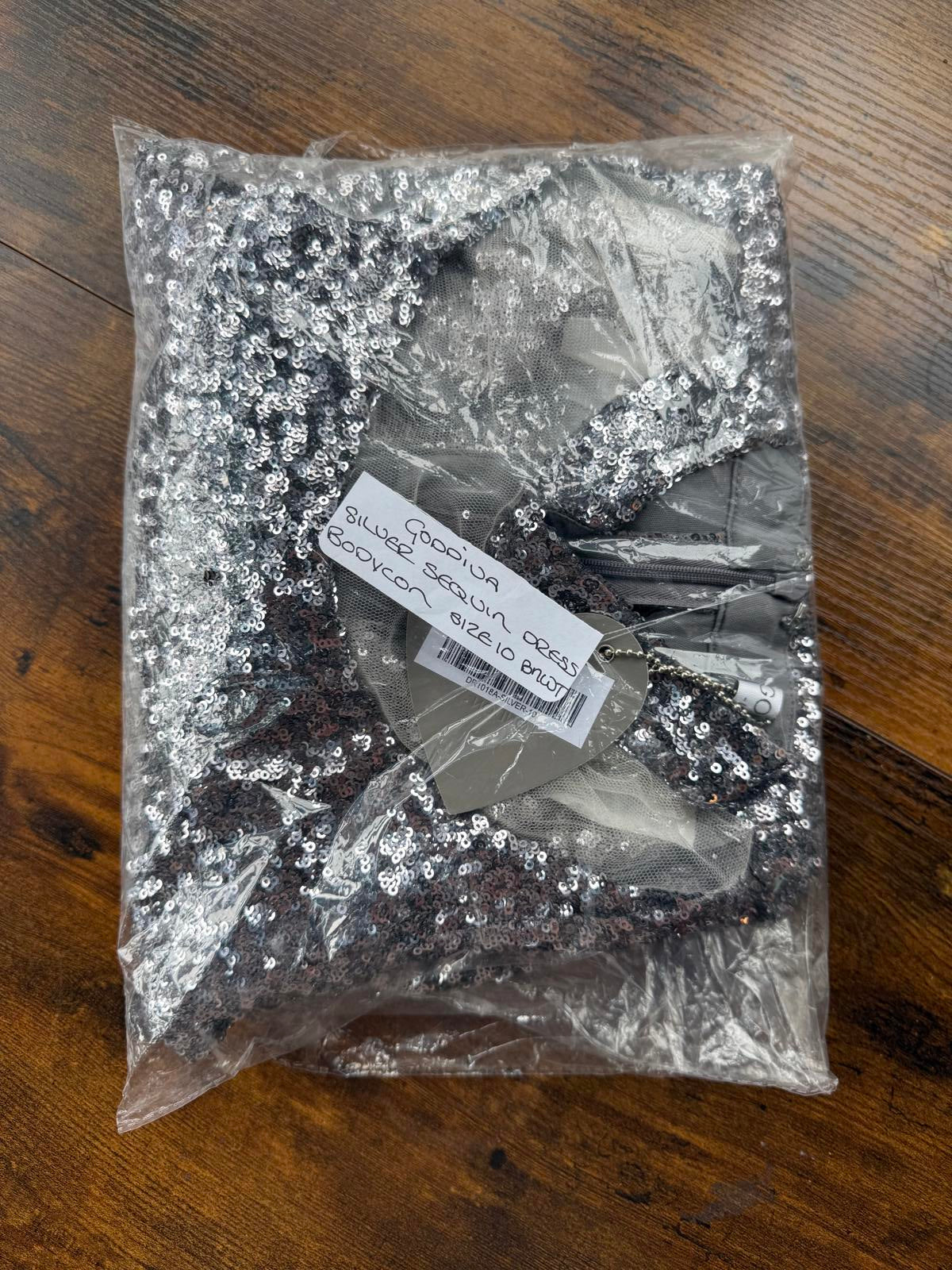 Goddiva London Silver Sequin Open-Back Bodycon Dress – UK 10 - BNWT