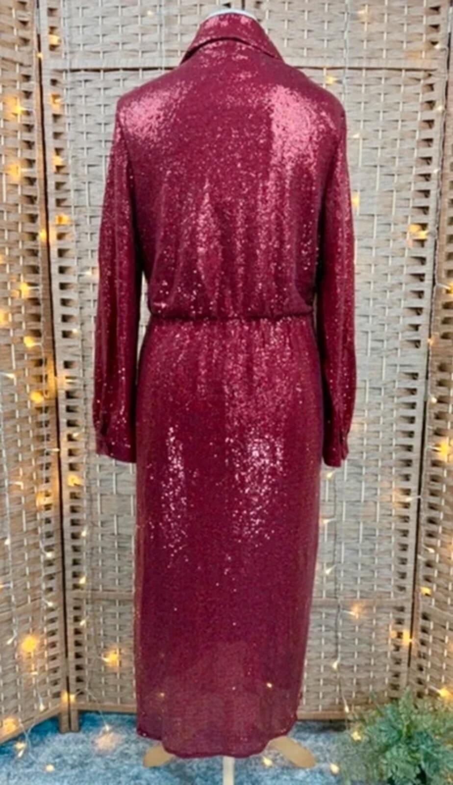 Goddiva Wine Red Sequin Midi Dress UK 16 BNWT Party Occasion Glam