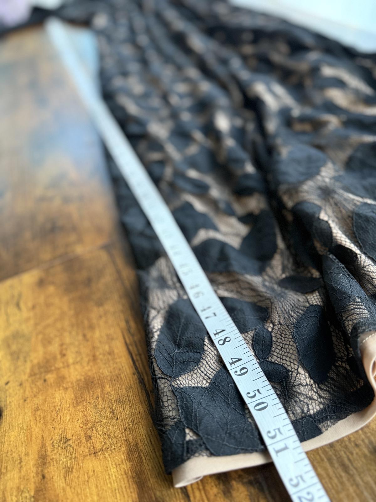 🌿 Goddiva London Black Leaf Lace Maxi Dress – UK 8