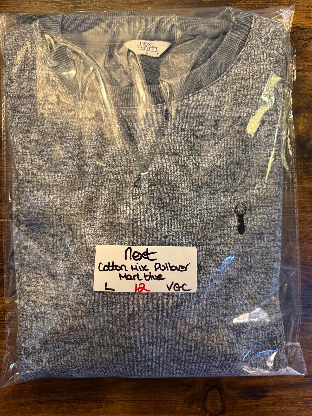 Next Men’s Grey Marl Crew Neck Sweatshirt – Size L Regular Fit NUM12