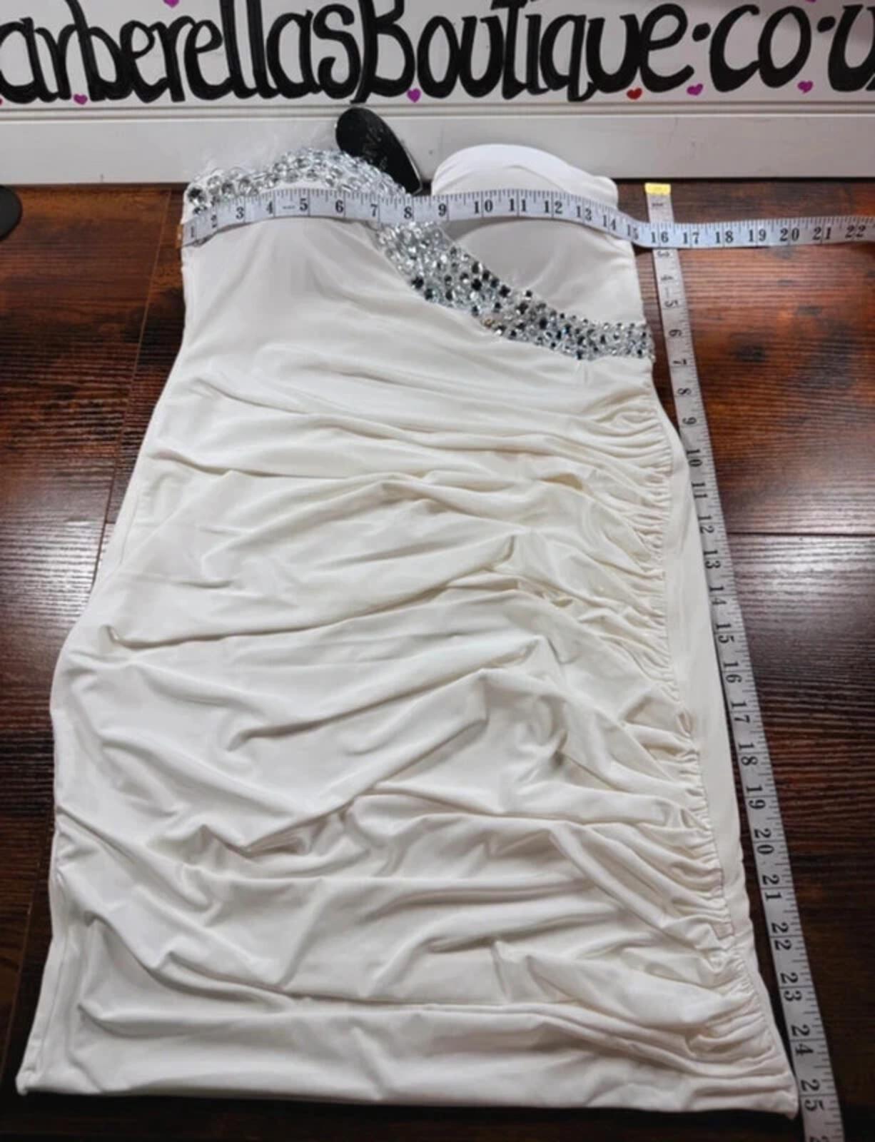 Goddiva Cream Strapless Sequin Bodycon Dress UK 10 Bandeau